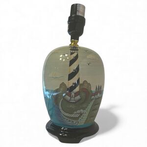 Lighthouse Table Lamp Coastal Nautical Ceramic Beach House Decor Standout Art
